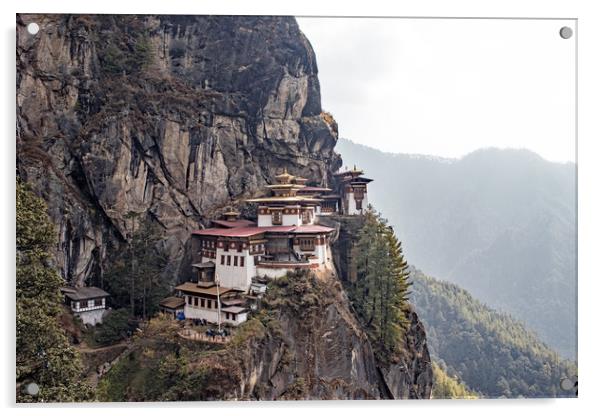 Tigers Nest monastery, Bhutan Acrylic by Hazel Wright