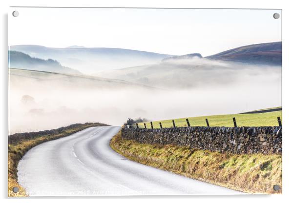 Peak District on a misty morning  - Wildboarclough Acrylic by Chris Warham