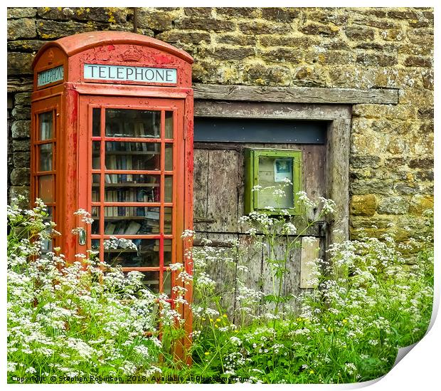 Old redundant red public telephone box or is it? Print by Stephen Robinson
