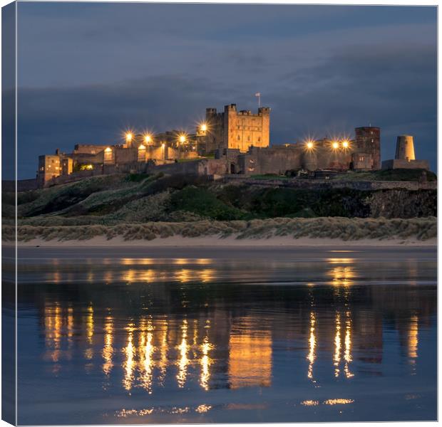 Twilight at Bamburgh Castle  Canvas Print by Naylor's Photography