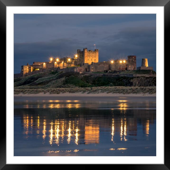 Twilight at Bamburgh Castle  Framed Mounted Print by Naylor's Photography