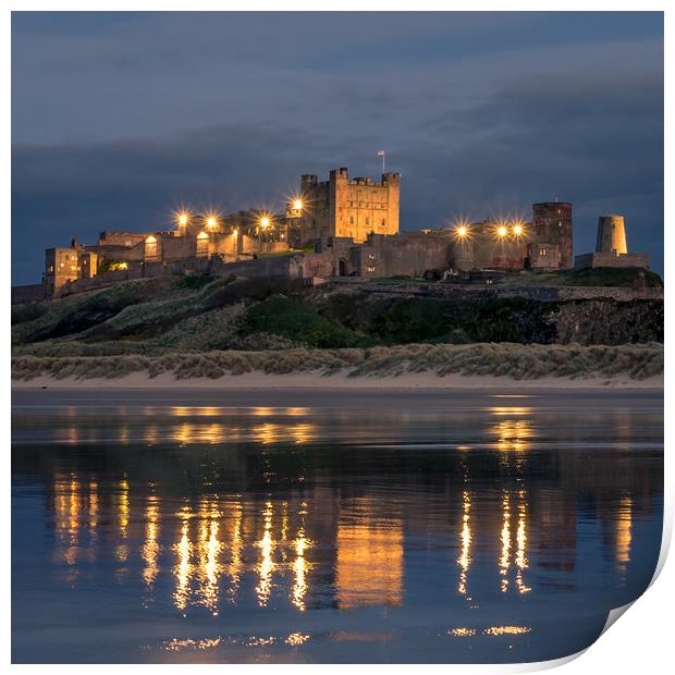 Twilight at Bamburgh Castle  Print by Naylor's Photography