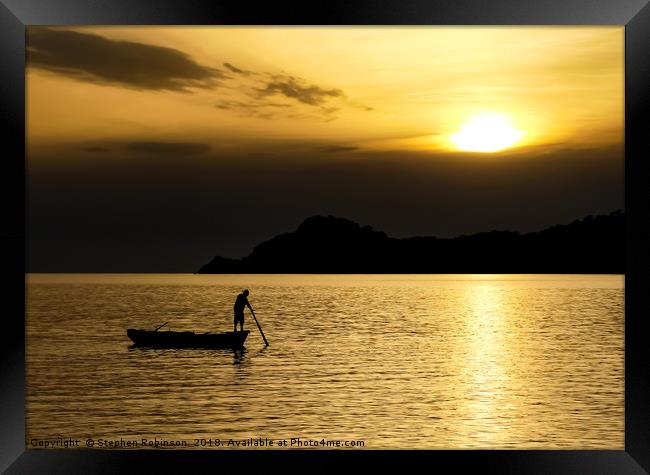 Fisherman checking  his nets, Lopud Bay, Croatia Framed Print by Stephen Robinson