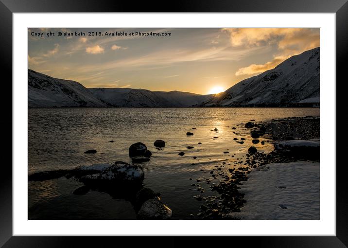 Loch Muick sunset Framed Mounted Print by alan bain