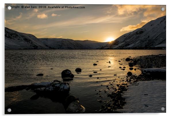 Loch Muick sunset Acrylic by alan bain