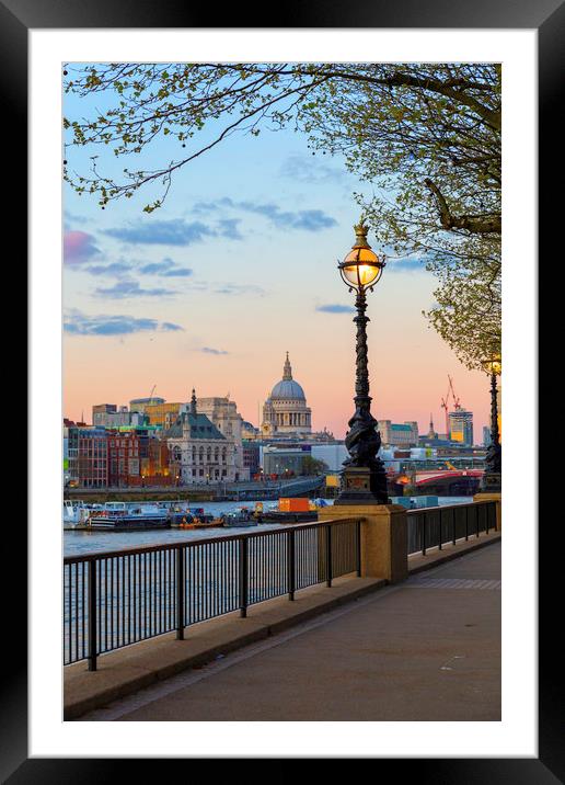 St Paul's Cathedral at sunset  Framed Mounted Print by Mark Draper