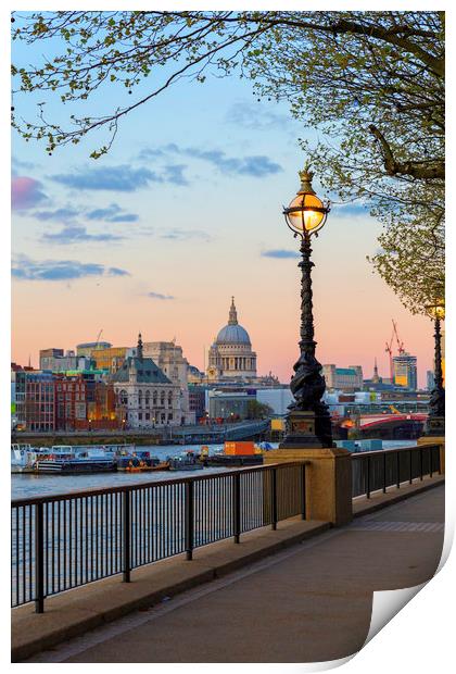 St Paul's Cathedral at sunset  Print by Mark Draper