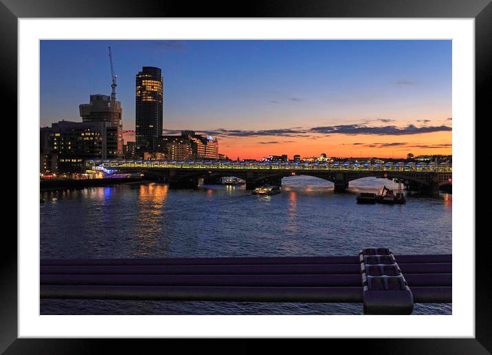 Sunset over the Thames Framed Mounted Print by Mark Draper