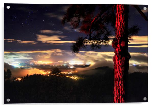 Tenerife night view from Volcano Teide Acrylic by Dalius Baranauskas