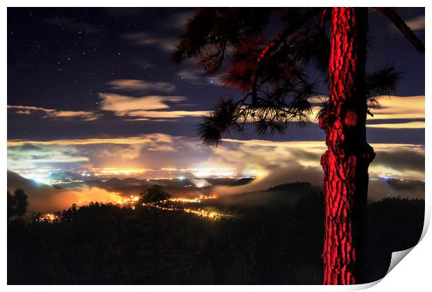 Tenerife night view from Volcano Teide Print by Dalius Baranauskas