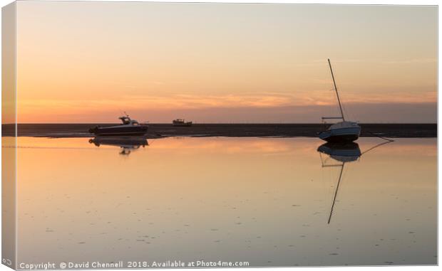 Meols Sunset Reflection  Canvas Print by David Chennell