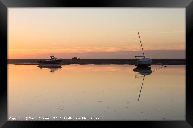 Meols Sunset Reflection  Framed Print by David Chennell