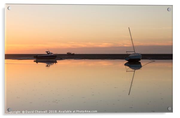 Meols Sunset Reflection  Acrylic by David Chennell