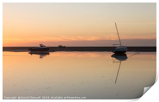 Meols Sunset Reflection  Print by David Chennell