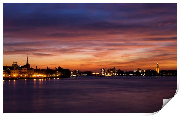 Dordrecht after sunset Print by John Stuij