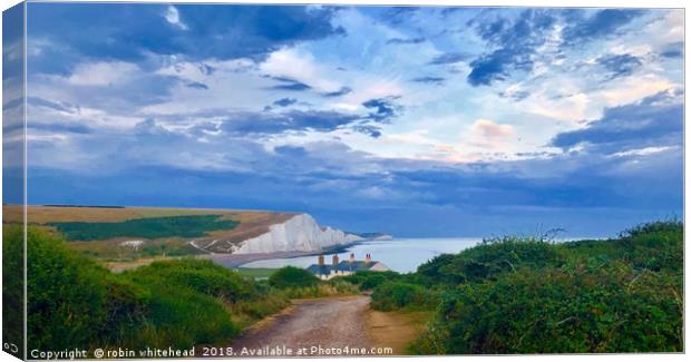 Bloody Moon at Cuckmere Haven  Canvas Print by robin whitehead
