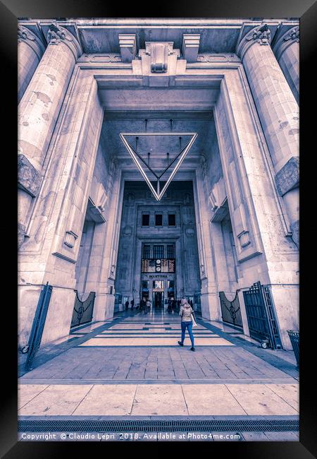 Giant entrance to Central Station. Milan. Framed Print by Claudio Lepri