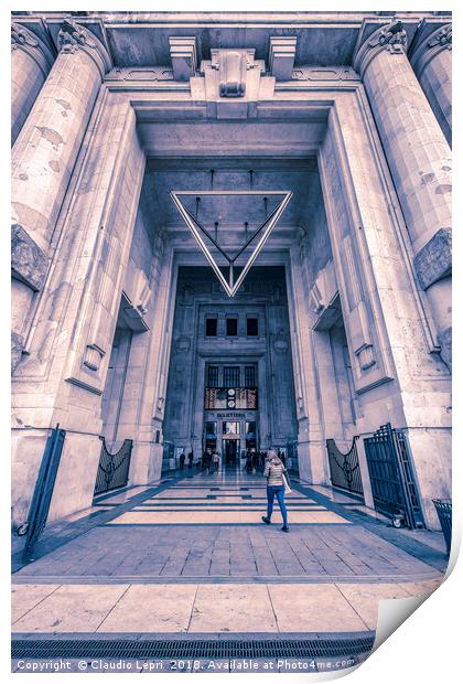 Giant entrance to Central Station. Milan. Print by Claudio Lepri