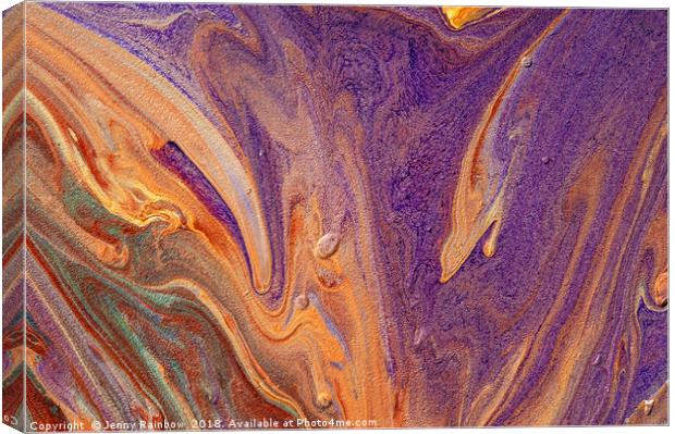 Purple Vibrations. Acrylic Fluid Paints Canvas Print by Jenny Rainbow
