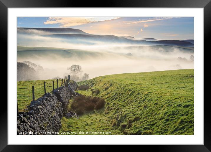 Derbyshire Peak District- MIsty morning Framed Mounted Print by Chris Warham