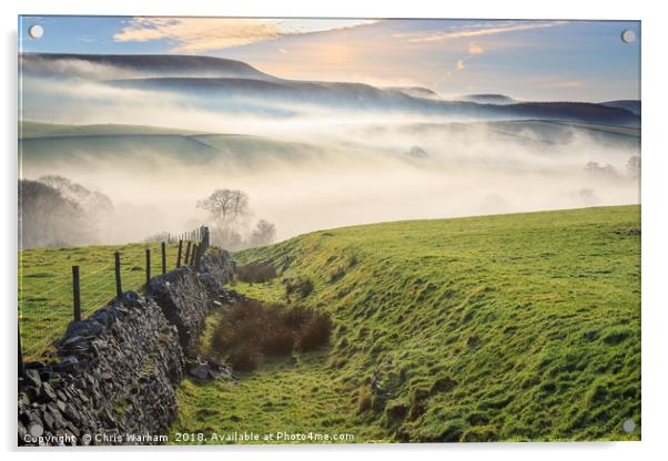 Derbyshire Peak District- MIsty morning Acrylic by Chris Warham