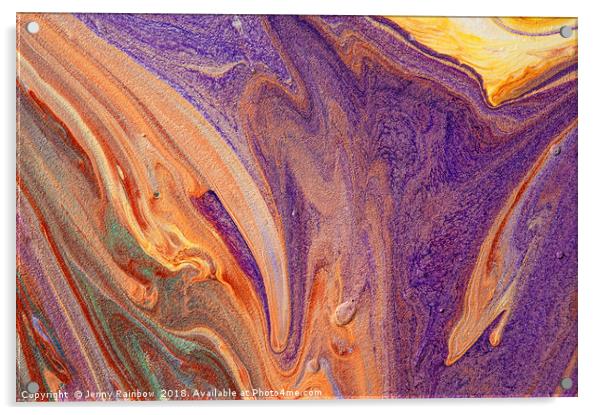 Purple Vibrations 1. Acrylic Fluid Paints Acrylic by Jenny Rainbow