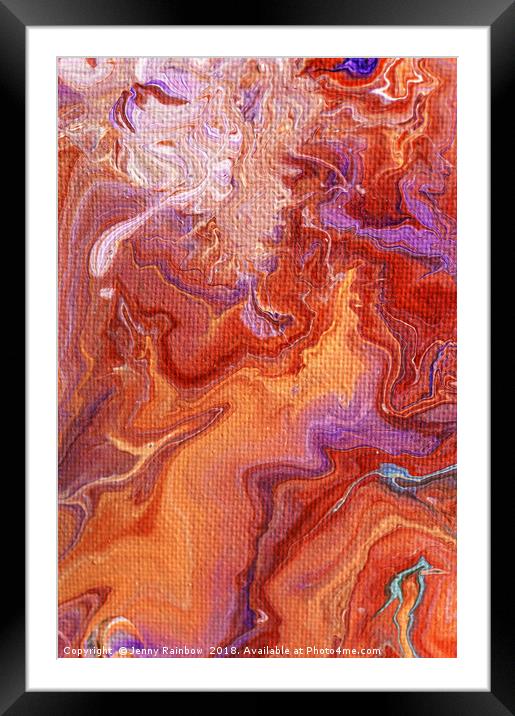 Persian Spring Burst. Fluid Acrylic Painting Framed Mounted Print by Jenny Rainbow