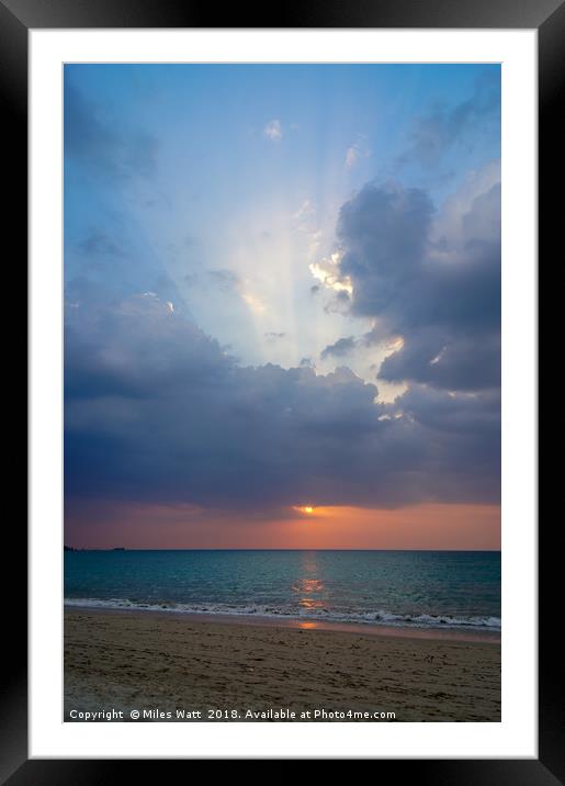 Sunset on the Beach Framed Mounted Print by Miles Watt