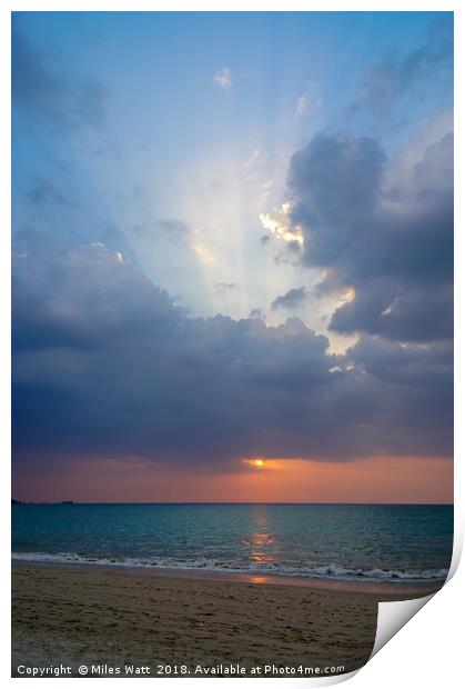 Sunset on the Beach Print by Miles Watt