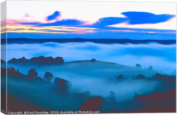 Mist in the Dart Valley Devon Canvas Print by Paul F Prestidge