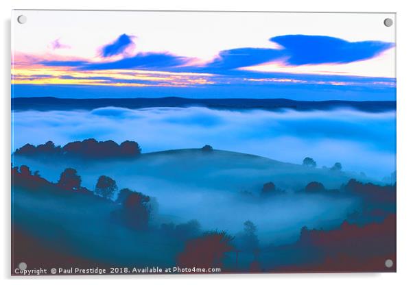 Mist in the Dart Valley Devon Acrylic by Paul F Prestidge
