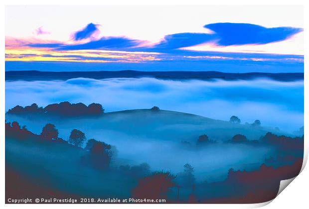 Mist in the Dart Valley Devon Print by Paul F Prestidge