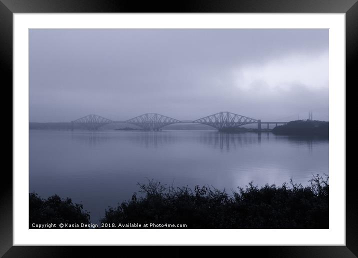 Misty Fife View of the Forth Bridges Framed Mounted Print by Kasia Design