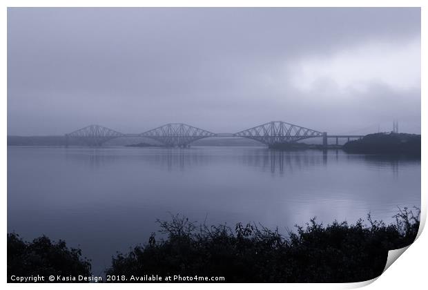 Misty Fife View of the Forth Bridges Print by Kasia Design