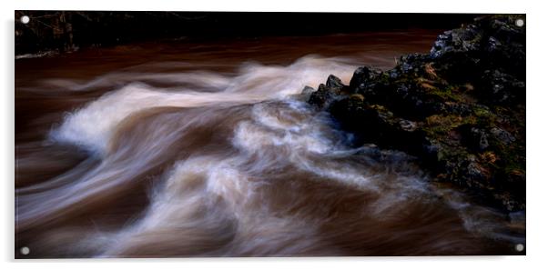 The Afon Pyrddin in full flow Acrylic by Leighton Collins