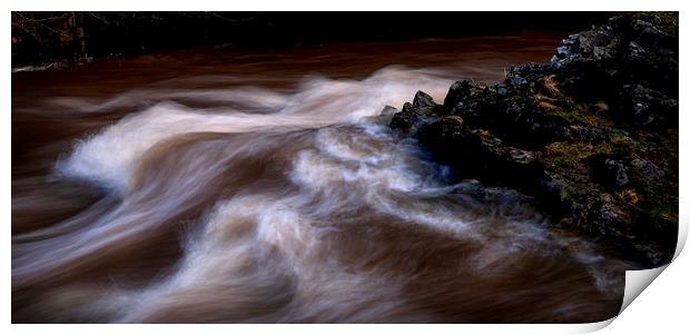The Afon Pyrddin in full flow Print by Leighton Collins