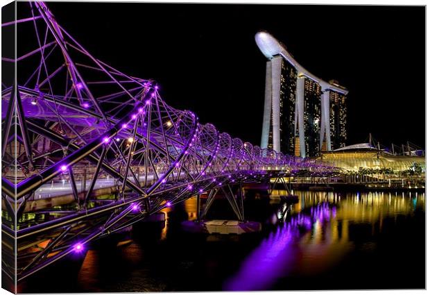 Sands Bay Resort Helix Bridge Singapore Canvas Print by Danny Cannon