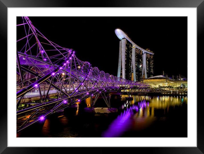 Sands Bay Resort Helix Bridge Singapore Framed Mounted Print by Danny Cannon