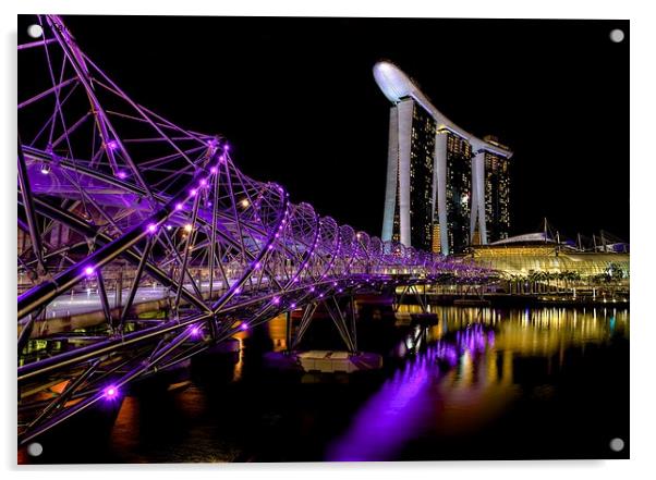 Sands Bay Resort Helix Bridge Singapore Acrylic by Danny Cannon