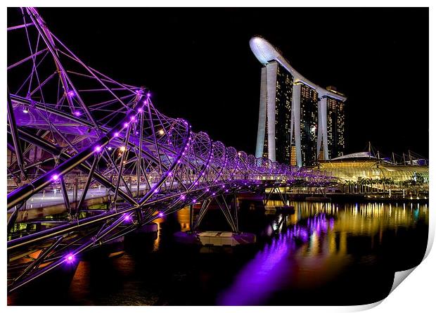 Sands Bay Resort Helix Bridge Singapore Print by Danny Cannon