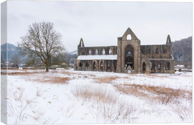 Tintern Abbey is the snow Canvas Print by Dean Merry