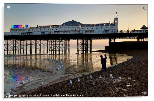 Love Birds on Brighton Beach Acrylic by robin whitehead