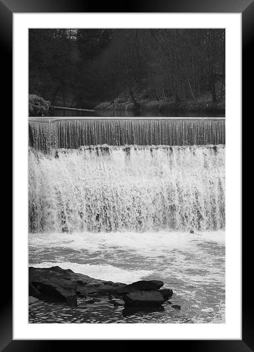 Roach Bridge Waterfall Framed Mounted Print by Peter Elliott 