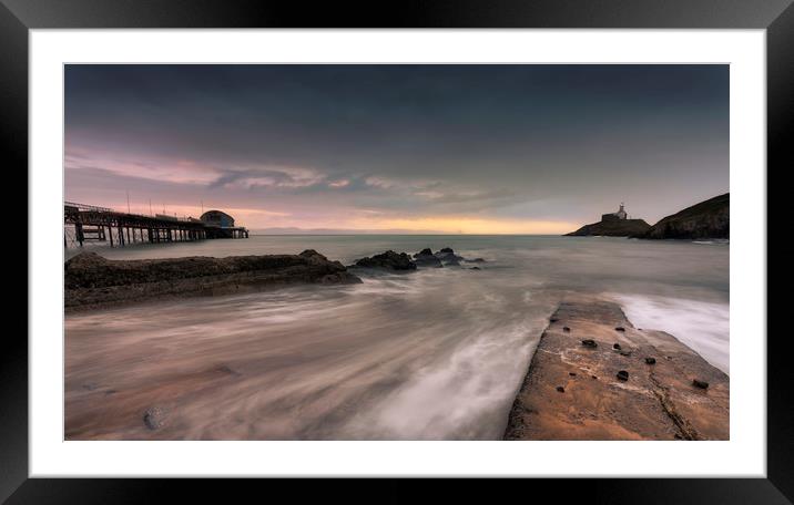 Mumbles pier and lighthouse Framed Mounted Print by Leighton Collins