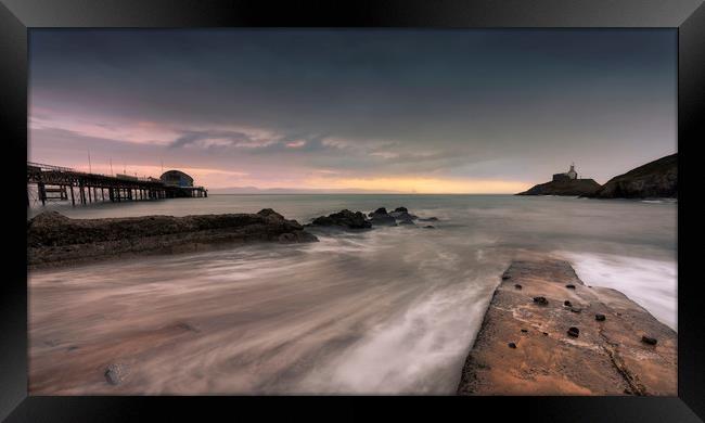 Mumbles pier and lighthouse Framed Print by Leighton Collins