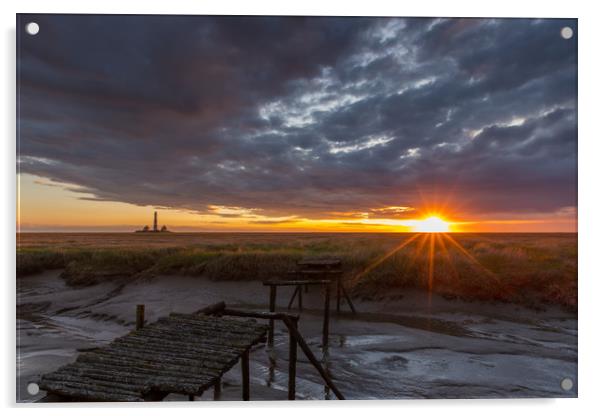 Lighthouse sunset Acrylic by Thomas Schaeffer
