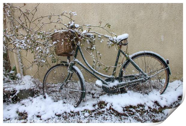 Bicycle in the Snow Print by David Morton
