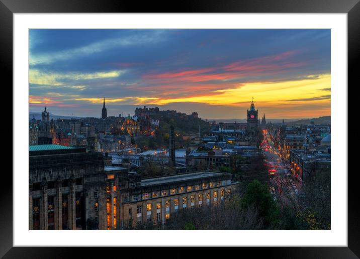 Sunset over Edinburgh Framed Mounted Print by Miles Gray
