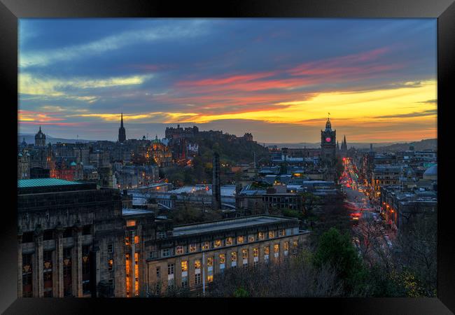 Sunset over Edinburgh Framed Print by Miles Gray