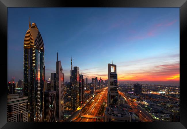 Sunset Dubai Framed Print by Dave Wragg